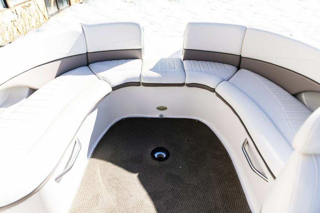 Deck boats have a spacious area in the bow for seating and storage Deck boats have a spacious area in the bow for seating and storage