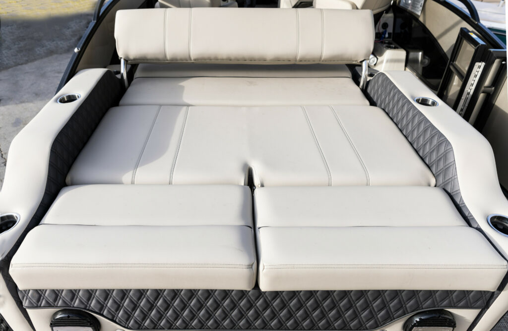 This spacious bed is perfect for soaking up some rays while relaxing. A pontoon boat provides space for custom features This spacious bed is perfect for soaking up some rays while relaxing. A pontoon boat provides space for custom features