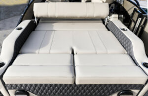 This spacious bed is perfect for soaking up some rays while relaxing. A pontoon boat provides space for custom features