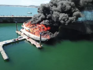 boat fire in luxury boat